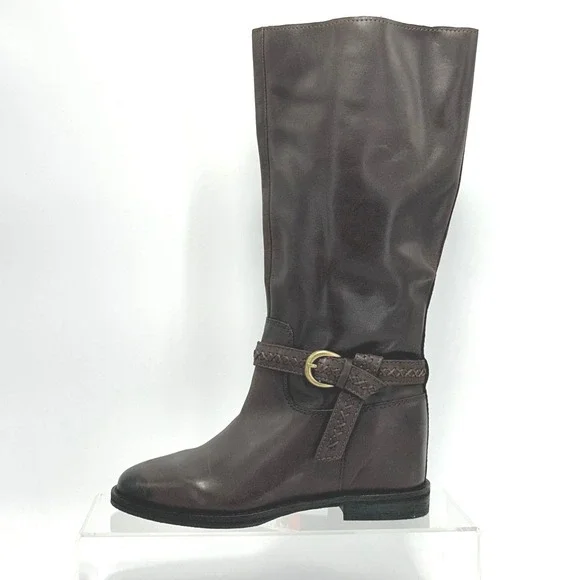 Lucky Brand Size 6.5 Brown Leather Riding Boots NEW Maltet Braided $220 - Picture 9 of 13